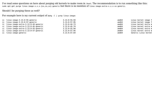 Ubuntu: When purging old kernels should I also purge `linux-image-extra`? смотреть онлайн