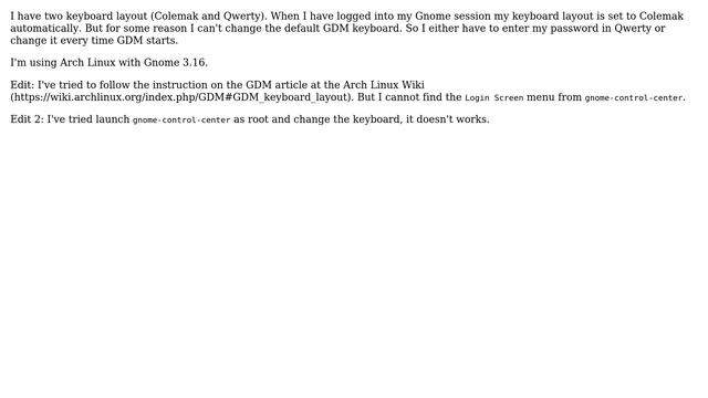 How to set default keyboard layout for GDM 3.16? смотреть онлайн