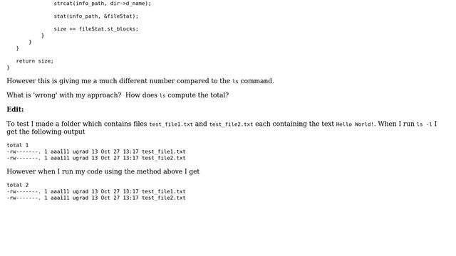 How does Linux calculate the total block count when running /bin/ls -l? смотреть онлайн