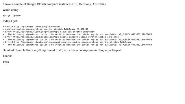 NO_PUBKEY error in google cloud debian packages update смотреть онлайн