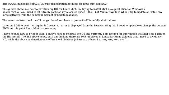 Linux Mint VM in VirtualBox freezes with DISKFULL error смотреть онлайн