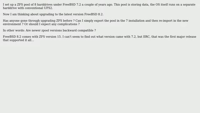 DevOps & SysAdmins: ZFS on FreeBSD: upgrade from 7.x to 8.2? смотреть онлайн