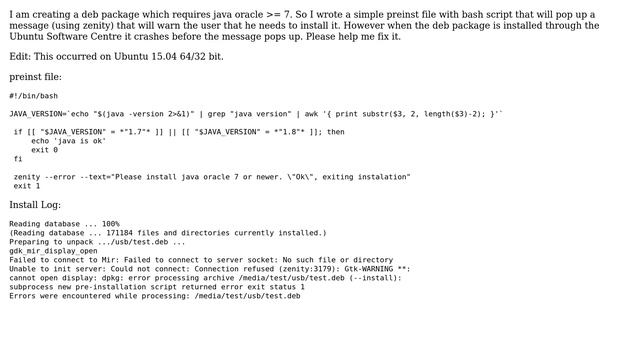 Ubuntu: Zenity does not show messages in deb preinst when it is ran through Ubuntu Software Center смотреть онлайн