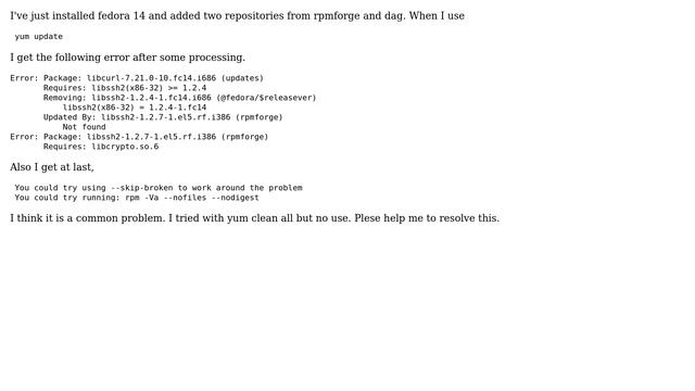 Unix & Linux: fedora14 yum update issue смотреть онлайн