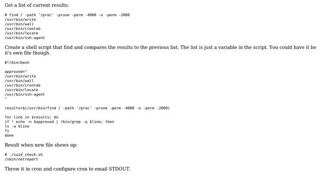 find / -perm -4000 -o -perm -2000 ＞ suid.. help with bash script to run nightly.? смотреть онлайн