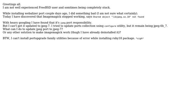 DevOps & SysAdmins: FreeBSD 7.2 problem with libjpeg.so.10 смотреть онлайн