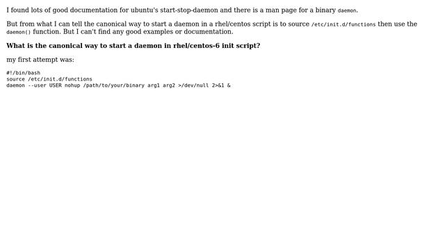 What is the canonical way to start a daemon in rhel/centos-6 init script? смотреть онлайн