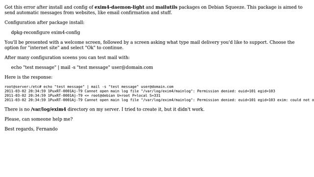 DevOps & SysAdmins: Debian Squeeze and exim4: cannot send mail (4 Solutions!!) смотреть онлайн