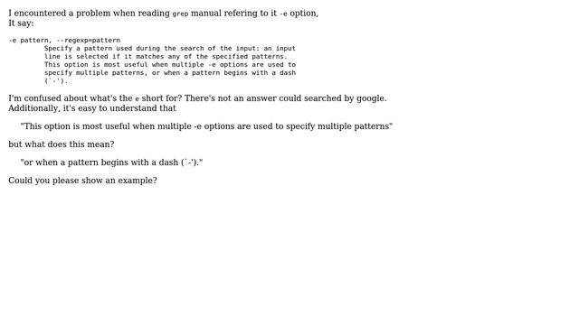 Unix & Linux: -e option in command grep смотреть онлайн
