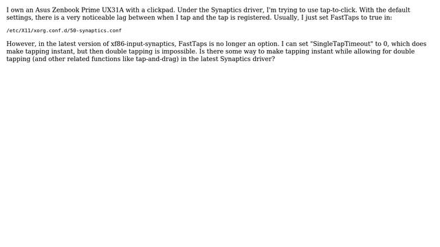 Unix & Linux: Synaptics Touchpad Tap Lag (FastTaps Option Gone) смотреть онлайн