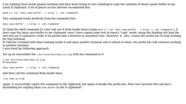 Running shell commands from inside tmux is causing Gnome terminal to break ＜prefix＞ key смотреть онлайн