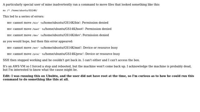 User moved root directory into subdirectory, or tried to, machine unresponsive (2 Solutions!!) смотреть онлайн