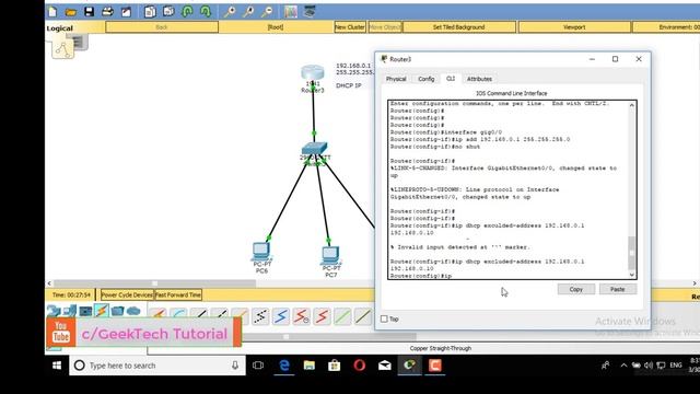 Configuring DHCP on Router CISCO Packet Tracer смотреть онлайн