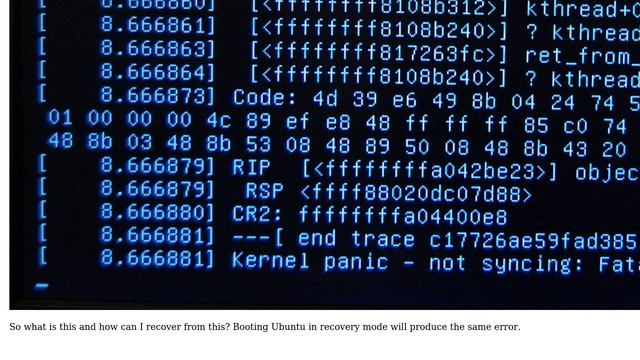 Ubuntu: Kernel panic after installing a driver with ndiswrapper смотреть онлайн