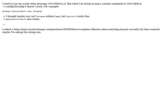 Unix & Linux: Can I map something to Ctrl+Shift in i3? смотреть онлайн