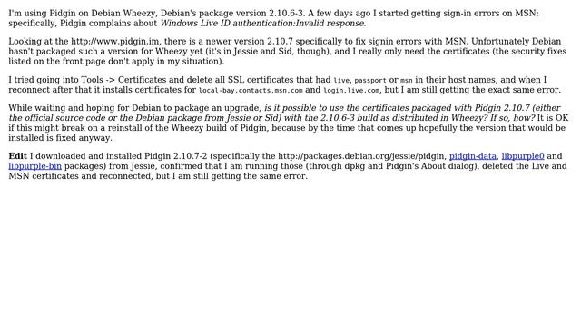 Unix & Linux: Pidgin won't connect to MSN, claims "Invalid response" (2 Solutions!!) смотреть онлайн