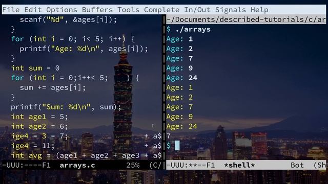 Arrays in C, an Emacspeak Tutorial (accessible programming tutorial w/ screen reader) смотреть онлайн