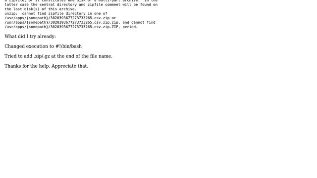 Unzip/gunzip works fine from terminal but gives error when called from another shell смотреть онлайн