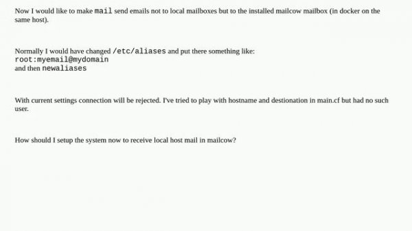 Redirect local host mail to mailcow mail server ubuntu