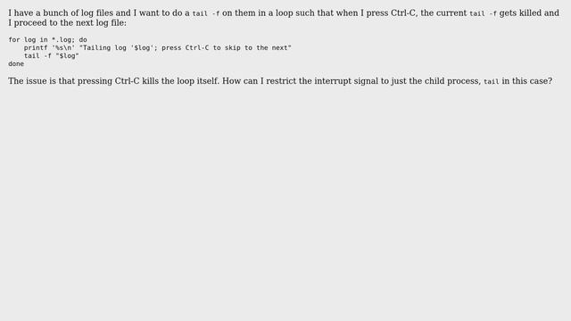 Unix & Linux: How to restrict interrupt signal to just the child process? смотреть онлайн