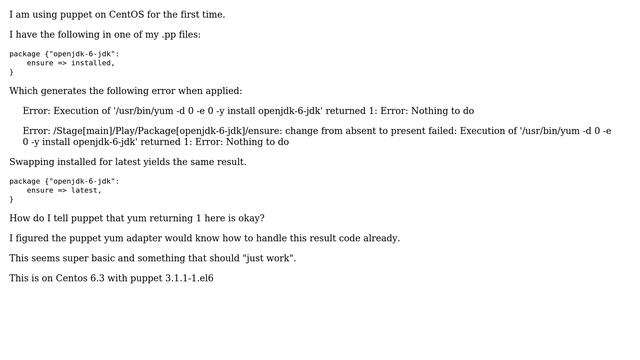 DevOps & SysAdmins: Puppet error on already installed package on centos смотреть онлайн