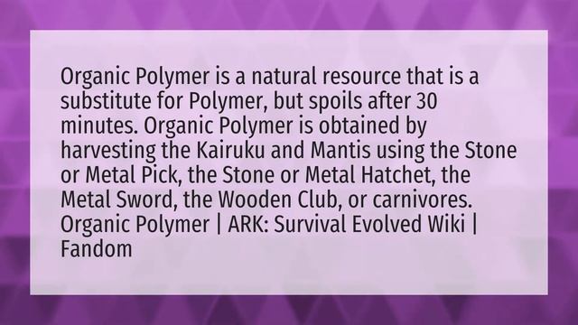 What gives polymer in Ark? смотреть онлайн