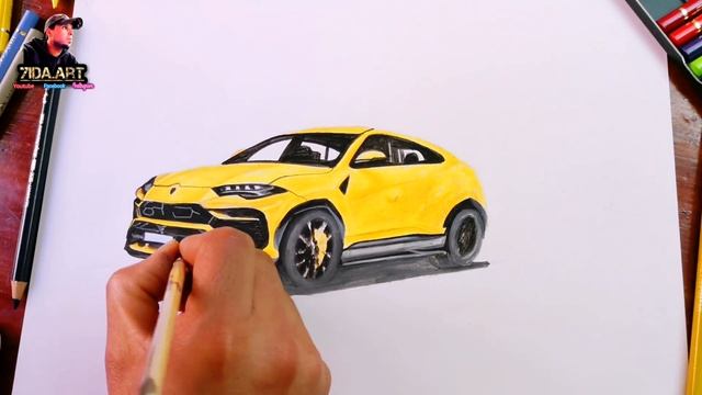 Drawing 3d-art - Urus lamborghini 2018 ( Speed drawing ) tutorial смотреть онлайн
