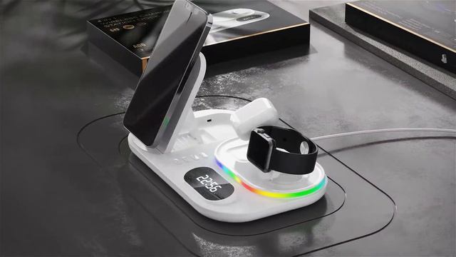 Clock with 5 in 1 Wireless Charger 30W Fast Charging for iPhone Apple Watch Airpods Pro смотреть онлайн