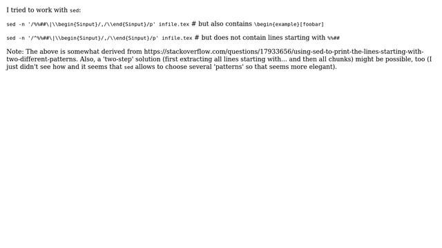 Unix & Linux: How to extract lines starting with a pattern and chunks between two patterns? смотреть онлайн
