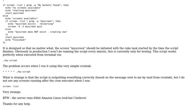 Unix & Linux: Issue Using Crontab to Create/Restart Screen and Run Command смотреть онлайн