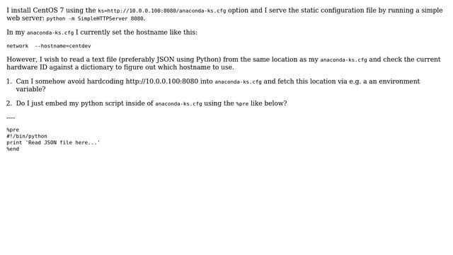 DevOps & SysAdmins: CentOS: How to set hostname based on external file in kickstart script? смотреть онлайн