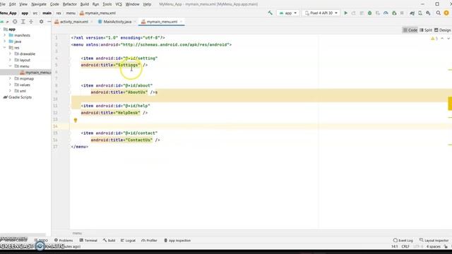 Creating options menu in Android Studio смотреть онлайн
