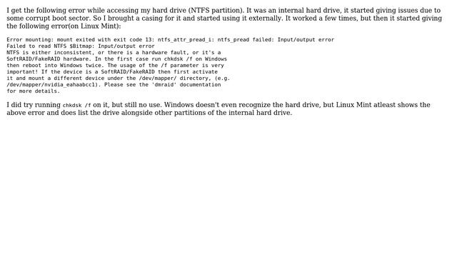 Unable to mount hard disk : Error mounting: mount exited with exit code 13 смотреть онлайн