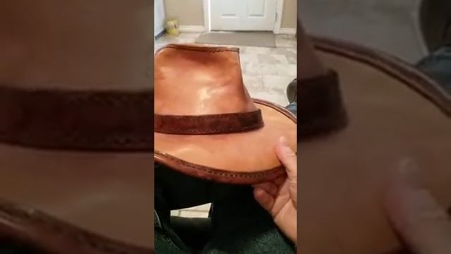 The Coffee Stained Ranger Band Leather Fedora with saddle-stitching смотреть онлайн