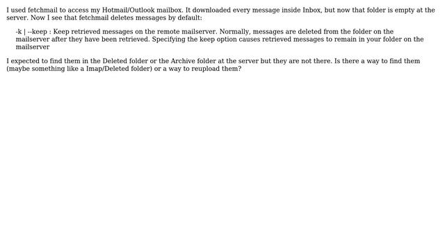 Unix & Linux: Recover/reupload messages deleted by fetchmail смотреть онлайн