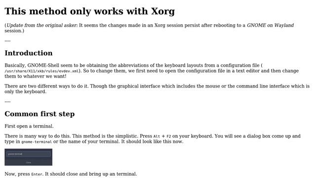 How to change the abbreviations of layouts shown in keyboard layout indicator of GNOME panel? смотреть онлайн