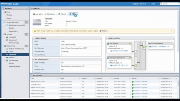VMware vSphere ESXi 6 7 Nic Teaming