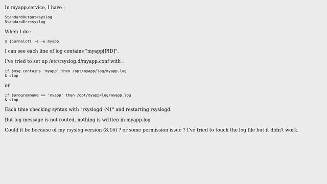 Unix & Linux: My attempts to use rsyslog to route messages to a log file смотреть онлайн