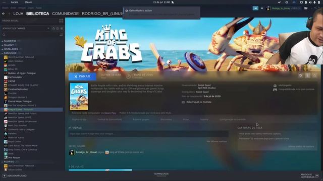 King of Crabs online free-to-play rodando no linux ubuntu 20.04 através da steam com proton 5.0-9 смотреть онлайн