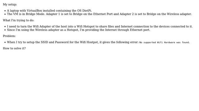 Raspberry Pi: DietPi OS not enabling Wifi Adapter in VirtualBox смотреть онлайн