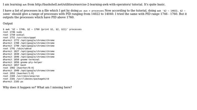 Unix & Linux: Awk : Range of PIDs смотреть онлайн