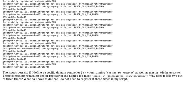 CentOS7 - DNS register only succeeds every third time смотреть онлайн