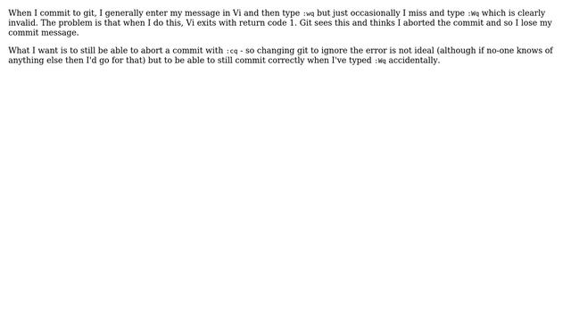 Unix & Linux: Prevent Vi from exiting with an error code when my fingers are fat смотреть онлайн