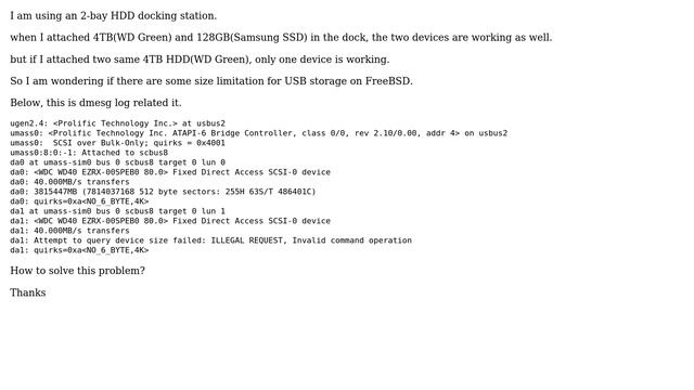Mounting 2-bay HDD docking station with 4TB \* 2 on FreeBSD 10 or 9.2 смотреть онлайн