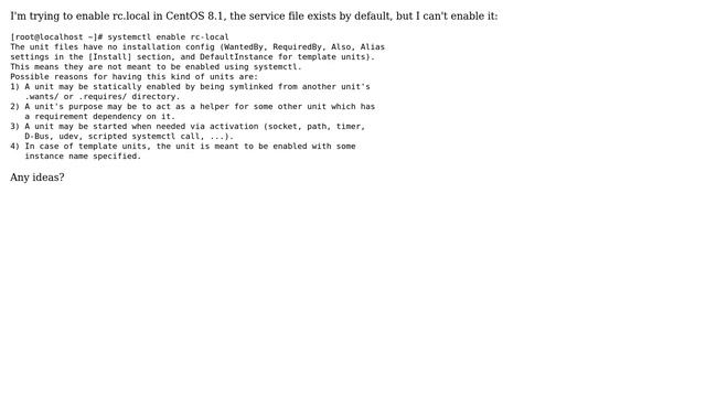 Unix & Linux: Enable rc-local service in CentOS 8.X смотреть онлайн