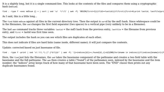 Unix & Linux: Find files that have a confirmed duplicate in same directory recursively смотреть онлайн