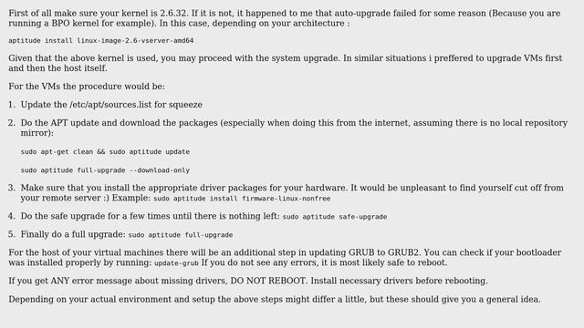 Linux-Vserver: How to do upgrade Debian 5.0 to 6.0 on vservers and main machine? смотреть онлайн