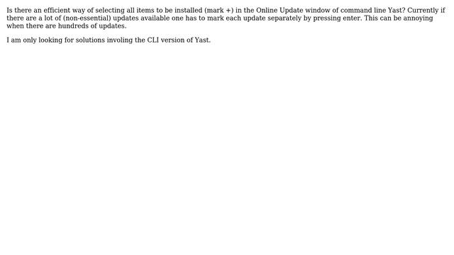 Unix & Linux: Select all items in the Online Update of CLI Yast смотреть онлайн