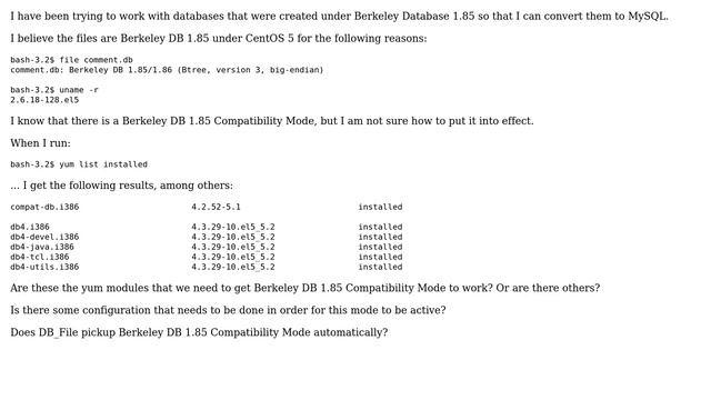 How Do I Invoke Berkeley Database 1.85 Compatibility Mode Under CentOS 5? смотреть онлайн