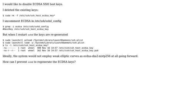 Apple: Disable ECDSA SSH Host keys смотреть онлайн